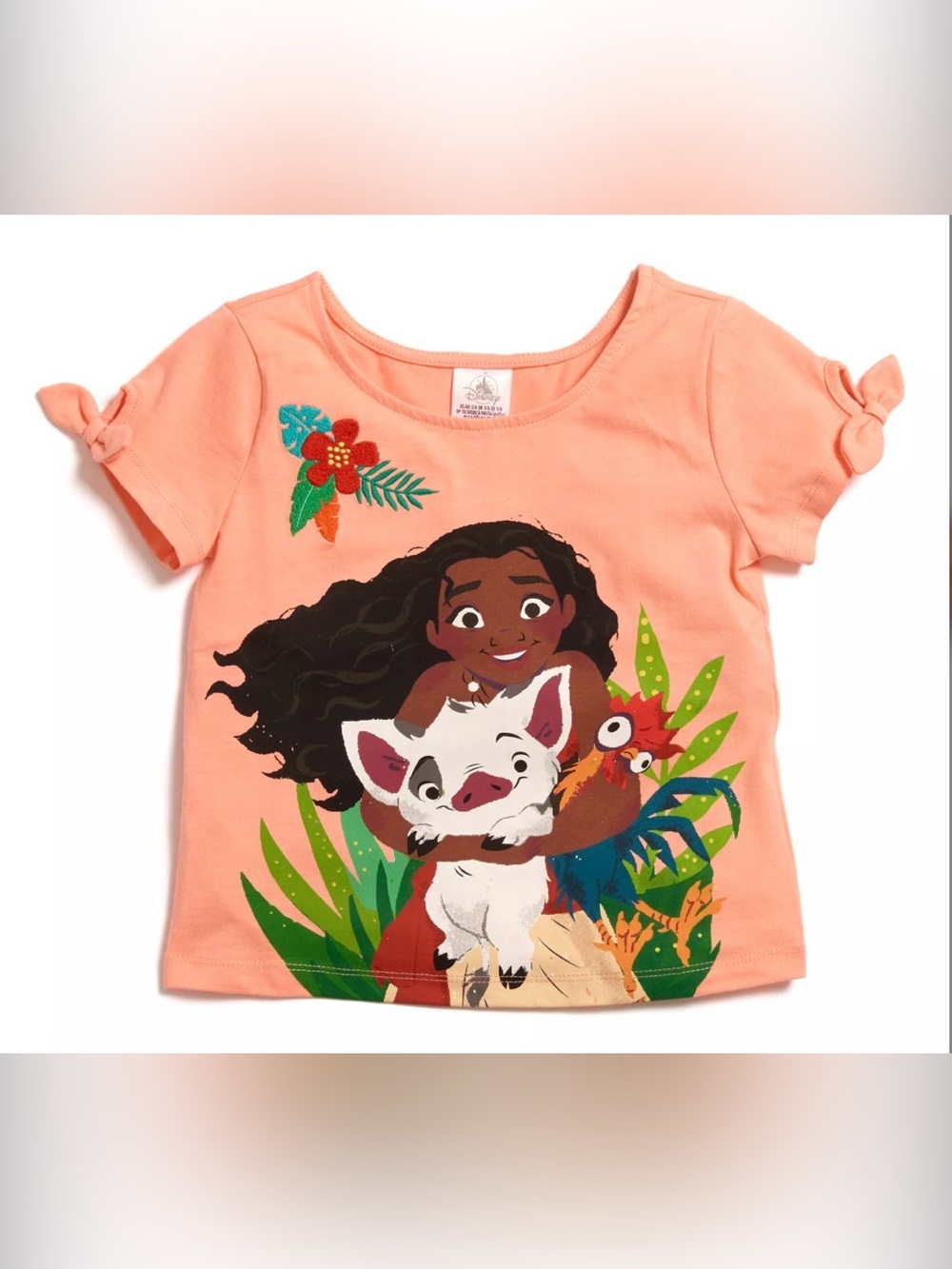 Disney’s Moana Peach Short Sleeve Tee with Pua and Hei Hei. Girls size 11/12